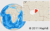 Shaded Relief Location Map of Lucapa, highlighted parent region