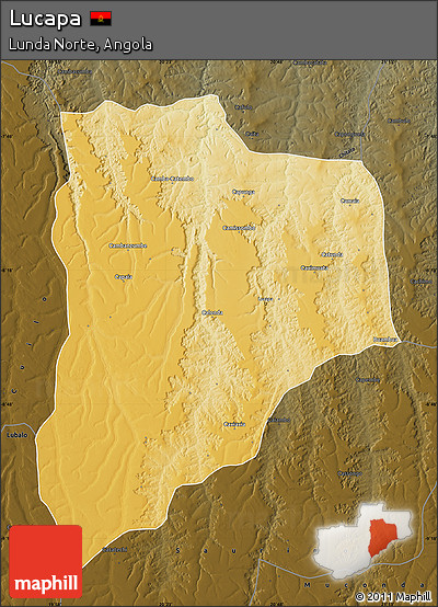 Physical Map of Lucapa, darken