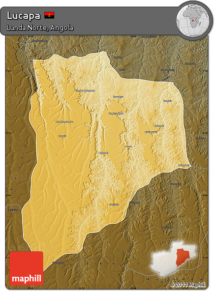 Physical Map of Lucapa, darken