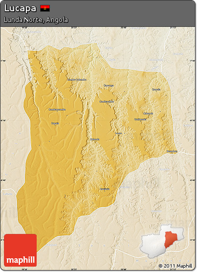 Physical Map of Lucapa, lighten