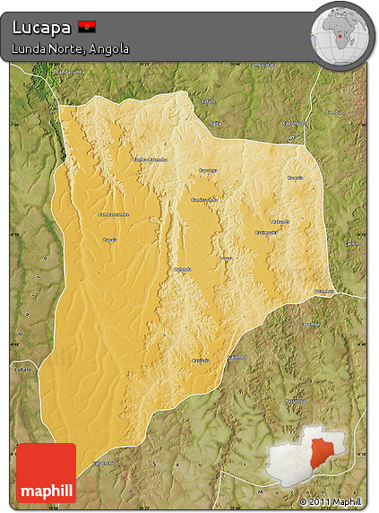 Physical Map of Lucapa, satellite outside