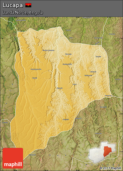 Physical Map of Lucapa, satellite outside