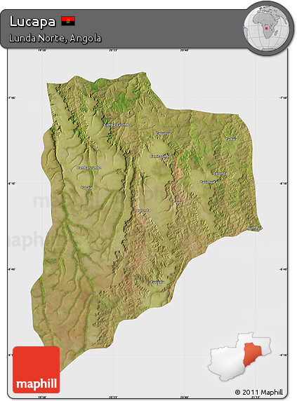 Satellite Map of Lucapa, single color outside