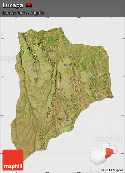 Satellite Map of Lucapa, single color outside