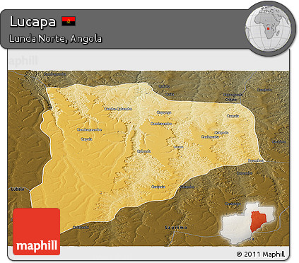 Physical Panoramic Map of Lucapa, darken