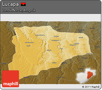 Physical Panoramic Map of Lucapa, darken