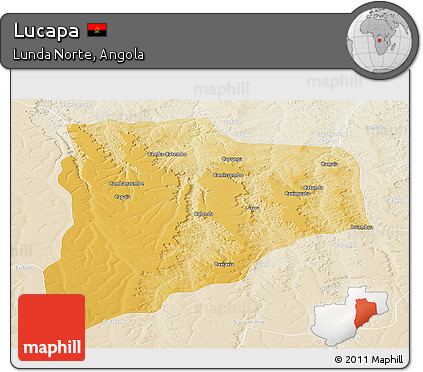 Physical Panoramic Map of Lucapa, lighten