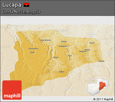Physical Panoramic Map of Lucapa, lighten