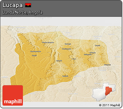 Physical Panoramic Map of Lucapa, lighten