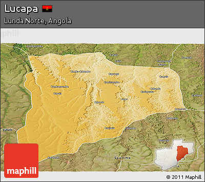 Physical Panoramic Map of Lucapa, satellite outside