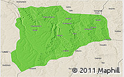 Political Panoramic Map of Lucapa, shaded relief outside