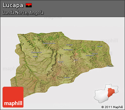 Satellite Panoramic Map of Lucapa, cropped outside
