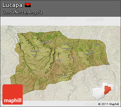 Satellite Panoramic Map of Lucapa, lighten