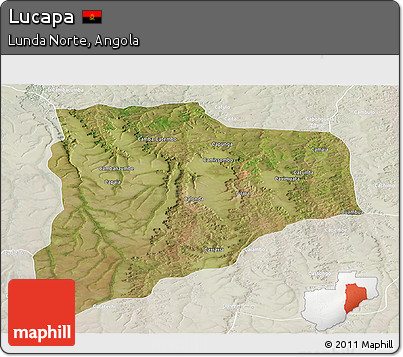 Satellite Panoramic Map of Lucapa, lighten