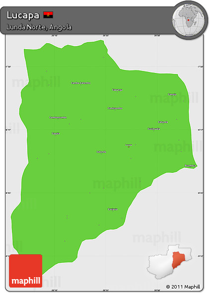 Political Simple Map of Lucapa, single color outside