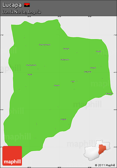 Political Simple Map of Lucapa, single color outside