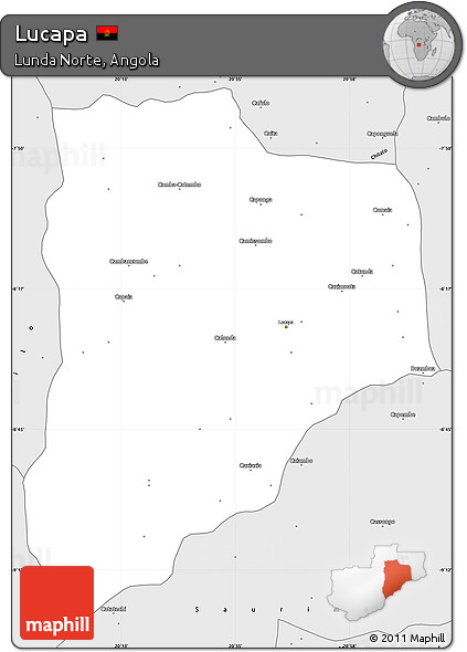 Silver Style Simple Map of Lucapa