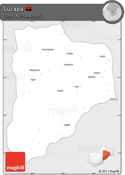 Silver Style Simple Map of Lucapa, single color outside