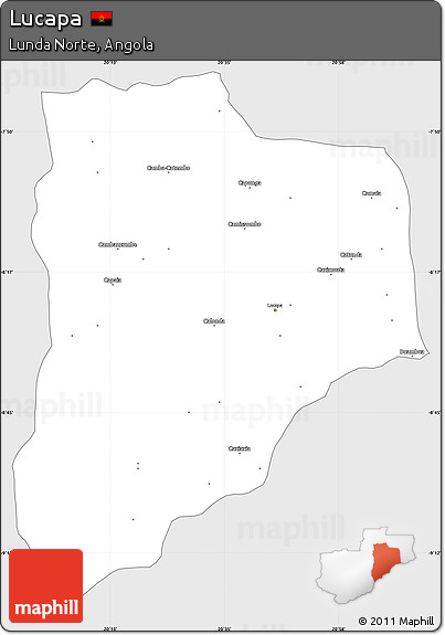 Silver Style Simple Map of Lucapa, single color outside