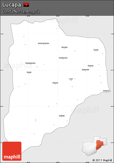 Silver Style Simple Map of Lucapa, single color outside