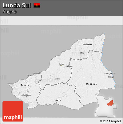 Gray 3D Map of Lunda Sul, single color outside
