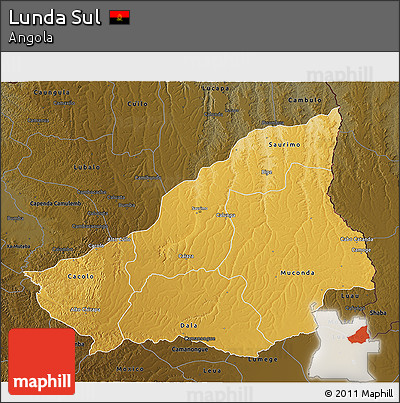 Physical 3D Map of Lunda Sul, darken