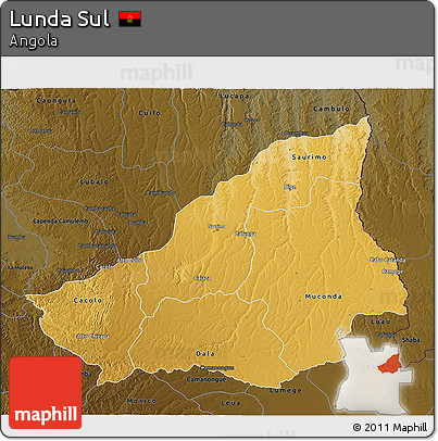 Physical 3D Map of Lunda Sul, darken