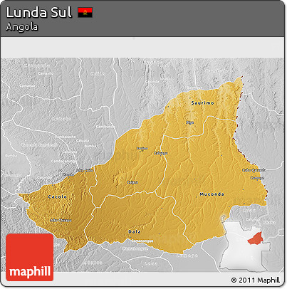 Physical 3D Map of Lunda Sul, lighten, desaturated