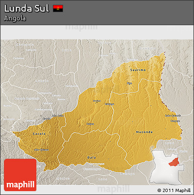 Physical 3D Map of Lunda Sul, lighten, semi-desaturated