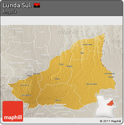 Physical 3D Map of Lunda Sul, lighten, semi-desaturated