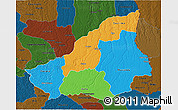 Political 3D Map of Lunda Sul, darken