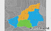 Political 3D Map of Lunda Sul, desaturated