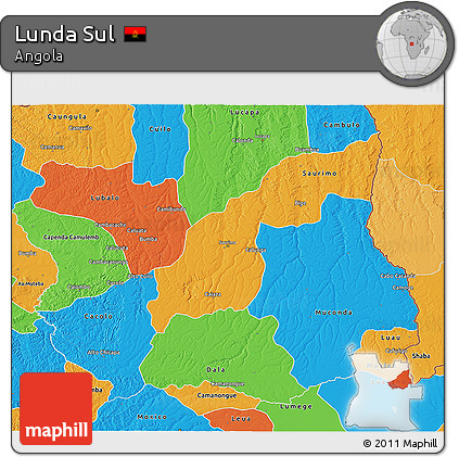 Political 3D Map of Lunda Sul