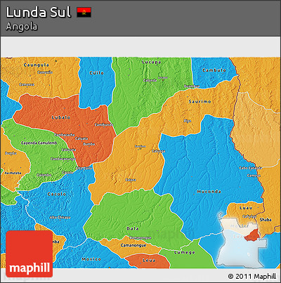 Political 3D Map of Lunda Sul