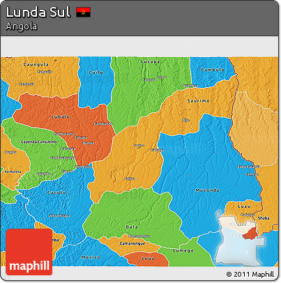 Political 3D Map of Lunda Sul