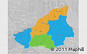 Political 3D Map of Lunda Sul, lighten, desaturated