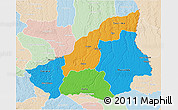 Political 3D Map of Lunda Sul, lighten