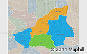 Political 3D Map of Lunda Sul, lighten, semi-desaturated