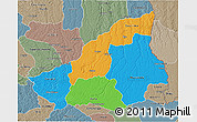 Political 3D Map of Lunda Sul, semi-desaturated