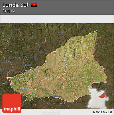 Satellite 3D Map of Lunda Sul, darken