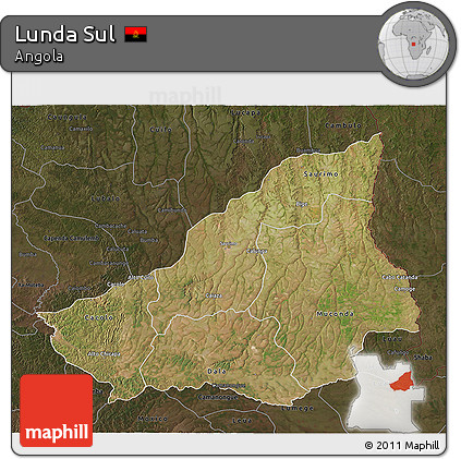 Satellite 3D Map of Lunda Sul, darken