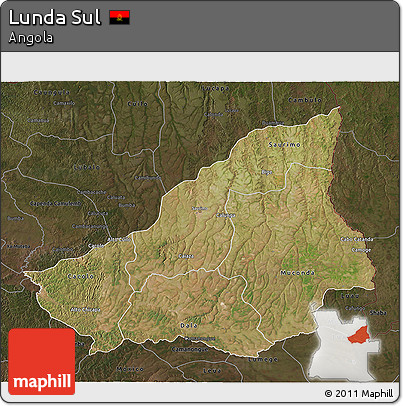 Satellite 3D Map of Lunda Sul, darken