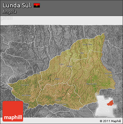 Satellite 3D Map of Lunda Sul, desaturated