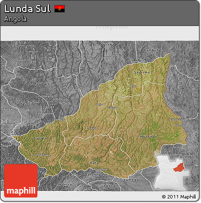 Satellite 3D Map of Lunda Sul, desaturated
