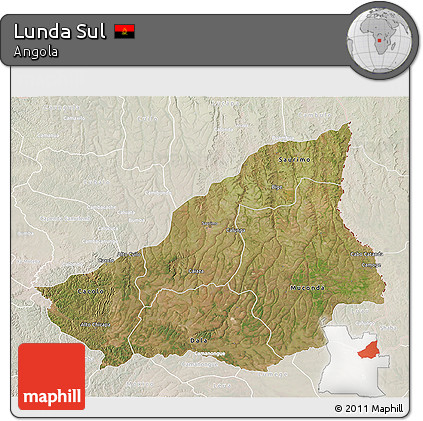 Satellite 3D Map of Lunda Sul, lighten