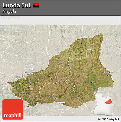Satellite 3D Map of Lunda Sul, lighten