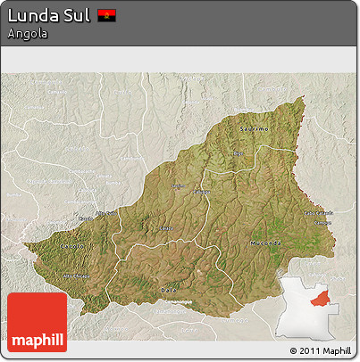 Satellite 3D Map of Lunda Sul, lighten