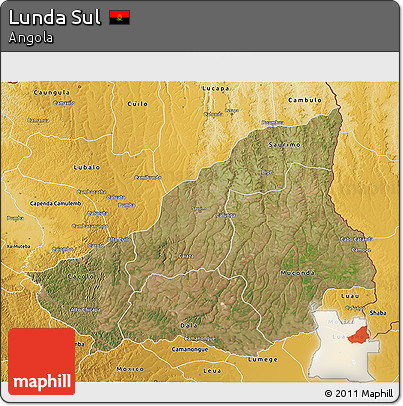 Satellite 3D Map of Lunda Sul, physical outside