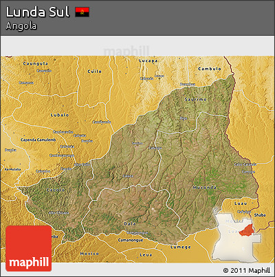 Satellite 3D Map of Lunda Sul, physical outside