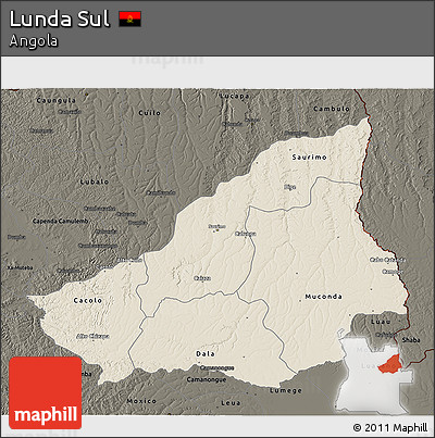 Shaded Relief 3D Map of Lunda Sul, darken